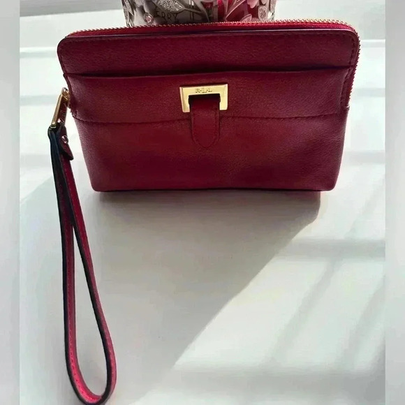 Ralph Lauren Flat Red Genuine Leather Wallets. - Picture 1 of 8